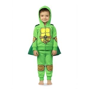 Nickelodeon Hoodie Kids Size 0/3M‎ Green TMNT Michelangelo Detachable Cape